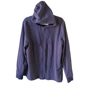 Vince Sweater Mens Large Blue & White Birdseye Full Zip Casual Athleisure Hoodie